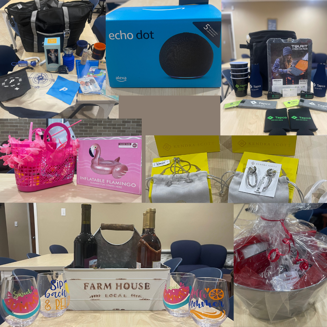 collage of raffle items
